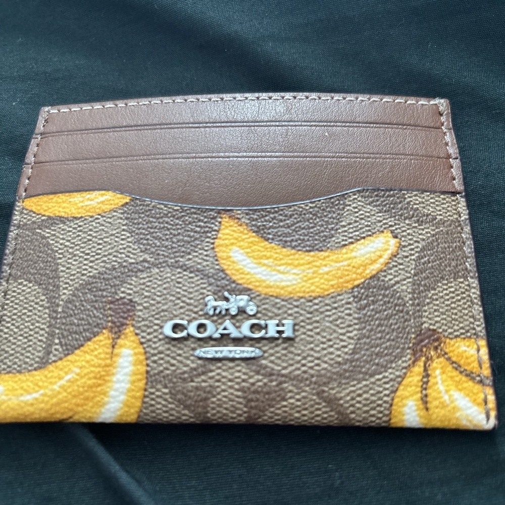 Coach Brown and Yellow Banana Print Card Case